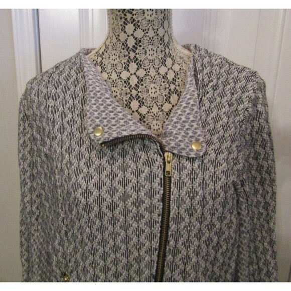 Lucky Brand Cardigan Vtg Womens Lucky Lotus Gray Black Full Zip Sweater Sz 1X - Picture 3 of 8